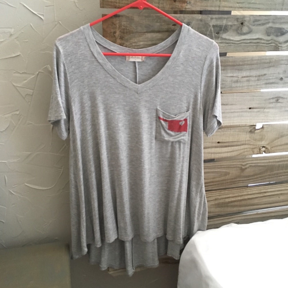 Oklahoma (OK) Logo with Heart Swing Pocket T Shirt